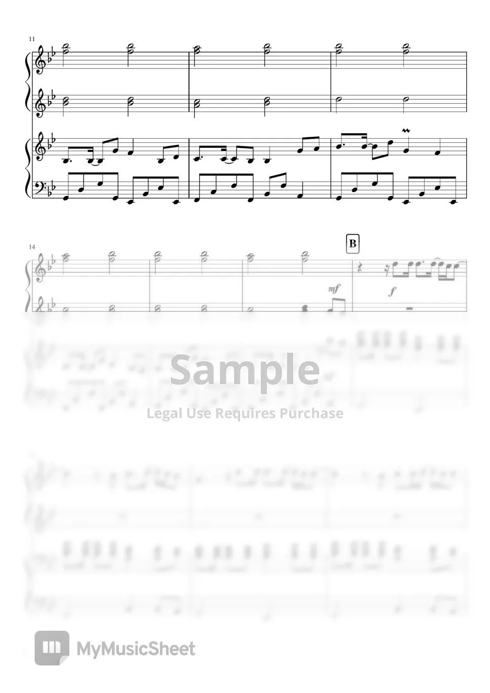 SHAUN 「Way Back Home」 Piano DUO [Easy] Partition musicale by soupmajo