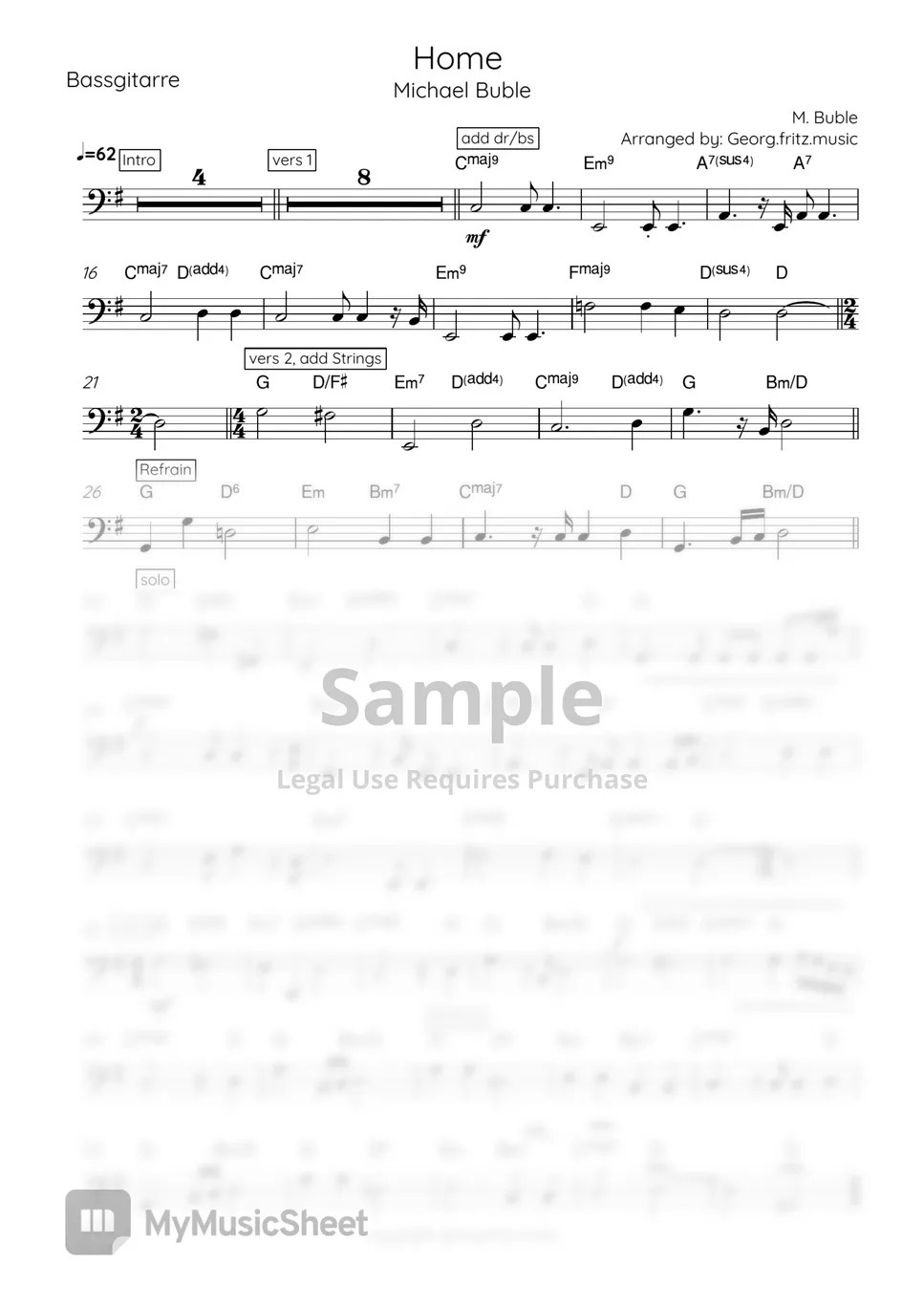 Michael Buble Home (Full Rhsection) Sheets by