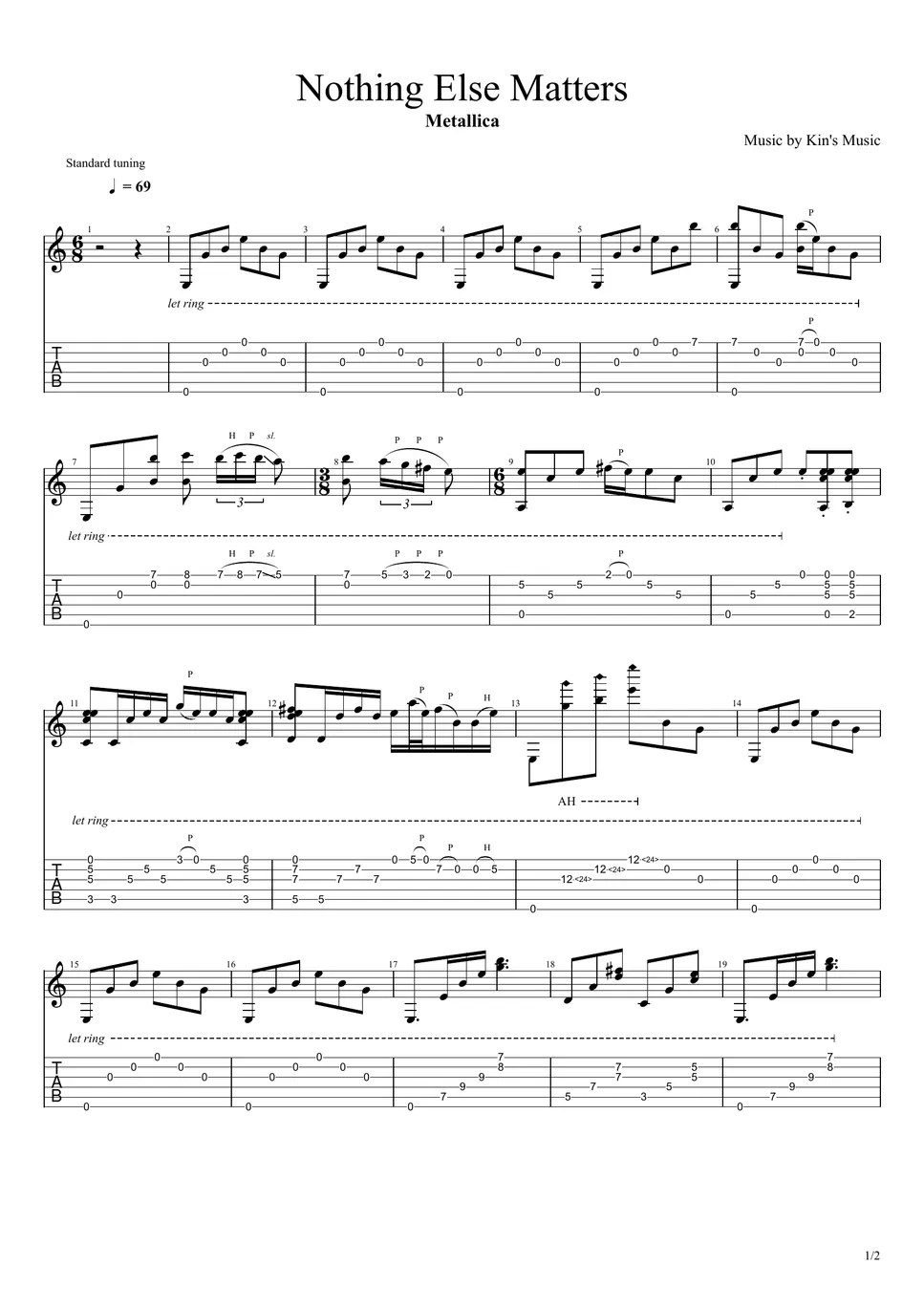 Metallica Nothing Else Matters[Easy Guitar Fingerstyle For Beginner