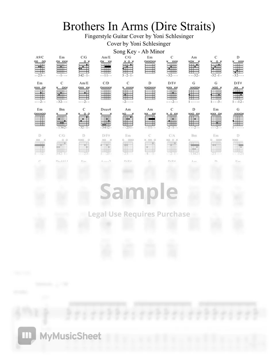 Dire Straits Brothers In Arms (Vocals version) Sheets by Yoni Schlesinger