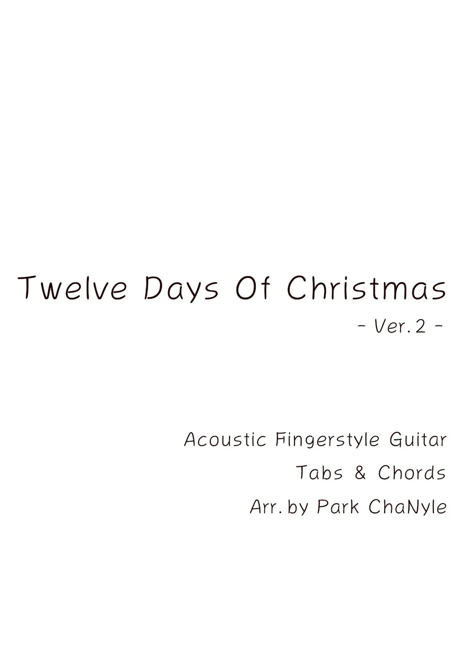Unknown The Twelve Days Of Christmas (Acoustic Fingerstyle Guitar