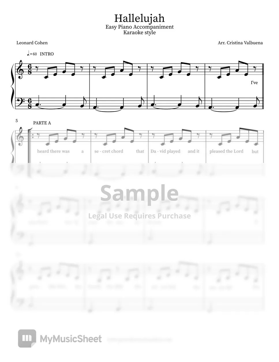 Leonard Cohen Hallelujah 악보 by Cristina Valbuena