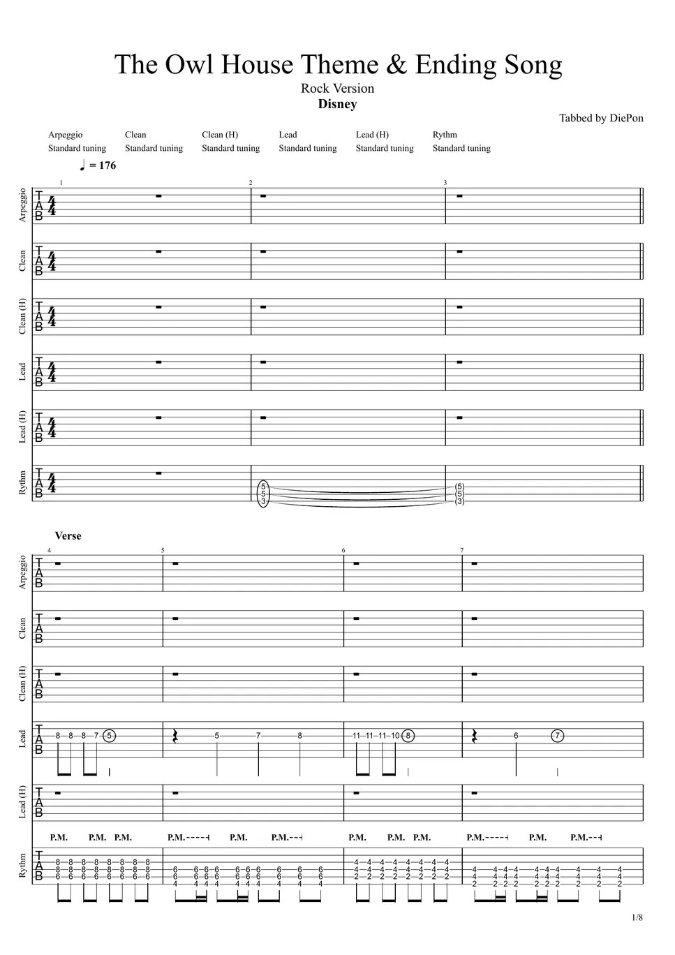 Disney [GUITAR TAB] The Owl House Theme Song & Ending Song (Rock
