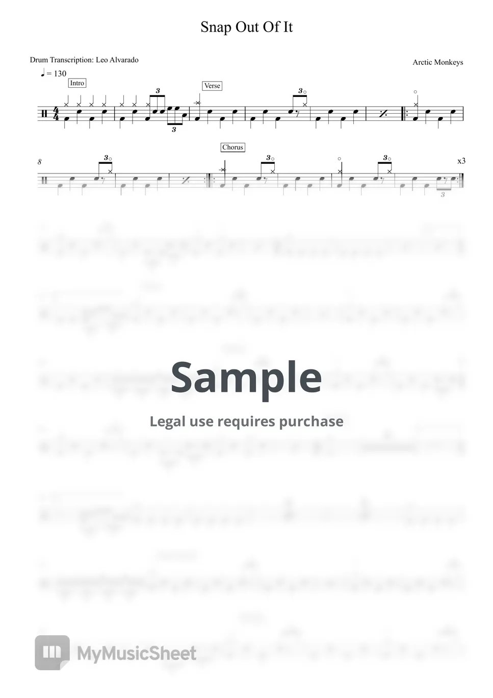 Arctic Monkeys Snap Out Of It Sheets by Drum Transcription Leo Alvarado