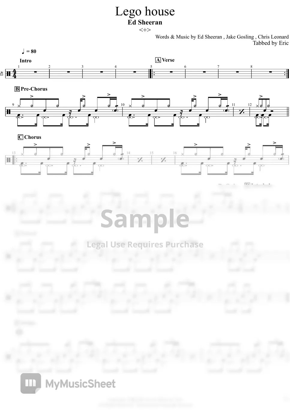 Ed Sheeran Lego House (Ed Sheeran Lego House) Sheets by Tam Shau