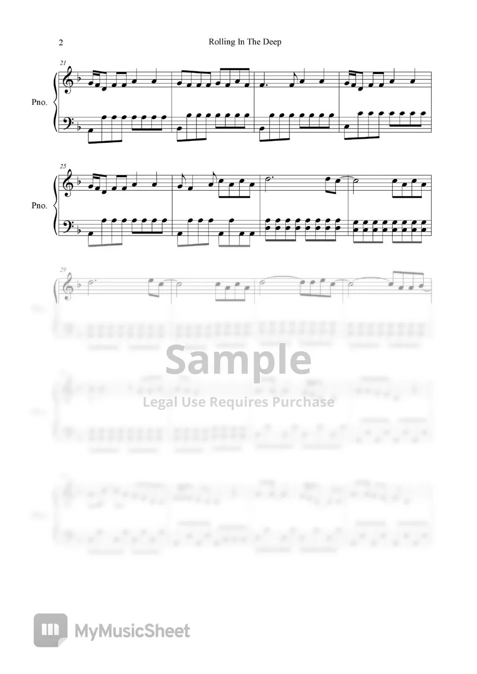 ADLEL Rolling In The Deep Sheets by freestyle pianoman