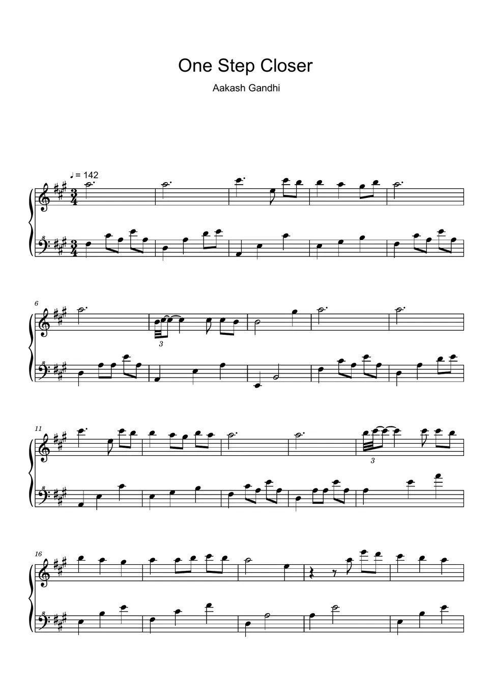 Aakash Gandhi One Step Closer (Sheet Music, MIDI,) Partition musicale