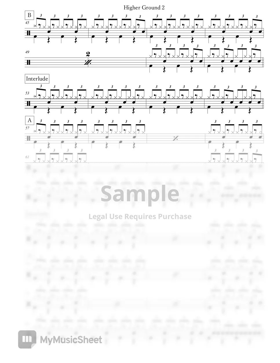 Red Hot Chili Peppers Higher Ground Sheets by Arkadia Drums