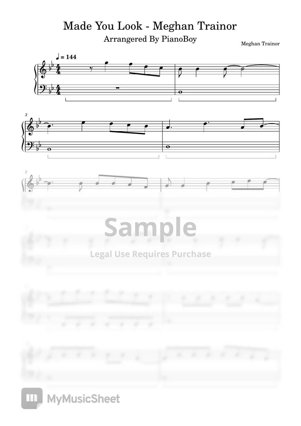 Meghan Trainor Made You Look Meghan Trainor Sheet Music by PianoBoy(07)