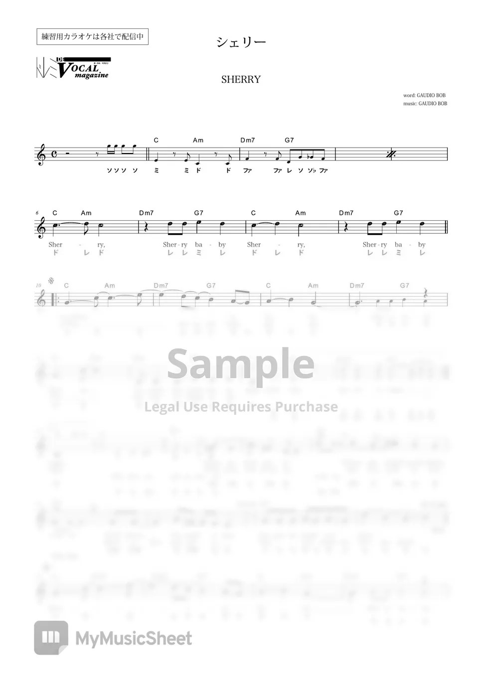 THE FOUR SEASONS DoReMi De SHERRY (VOCAL MAGAZINE) Sheets by Far East