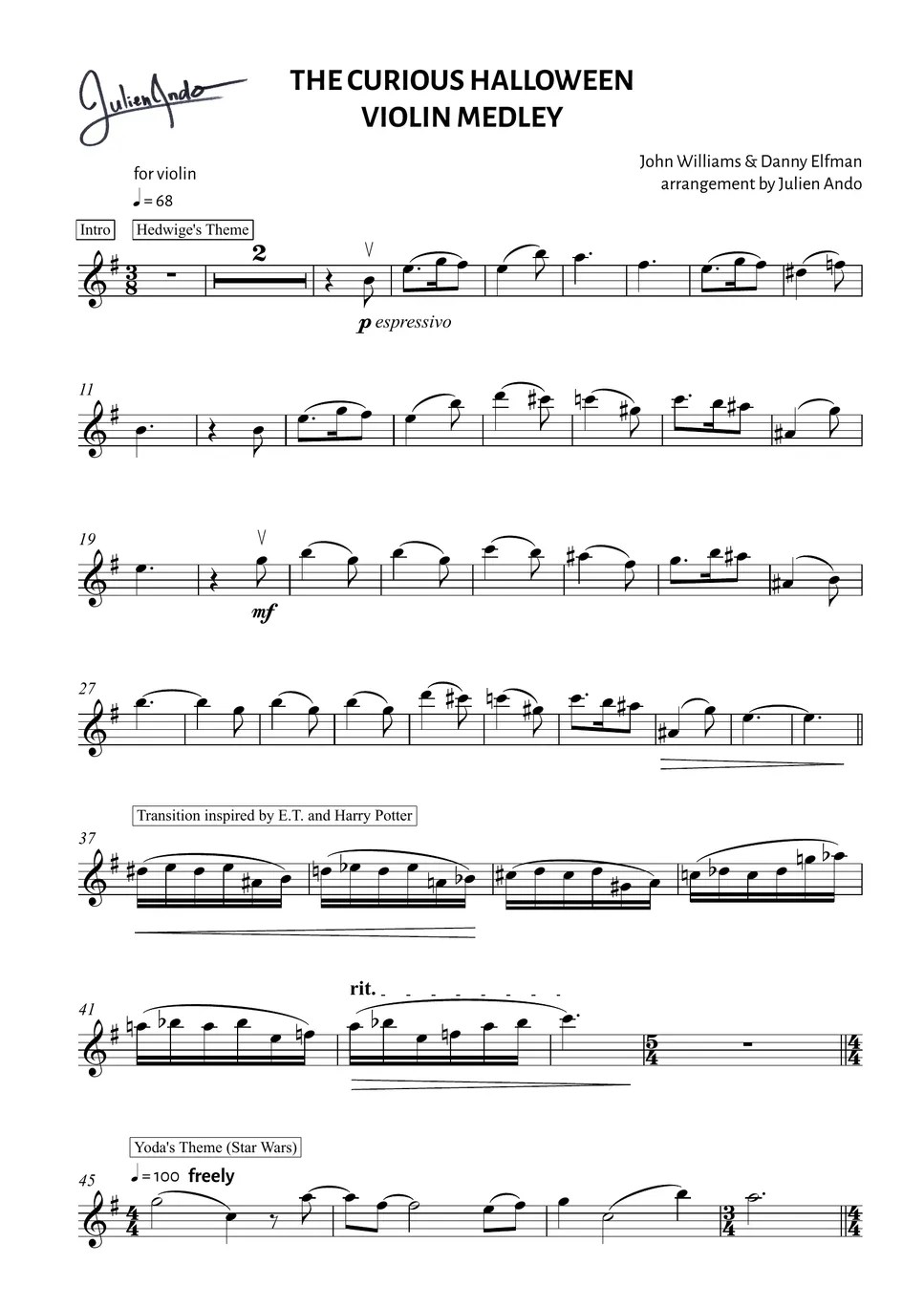 John Williams & Danny Elfman The Curious Halloween Violin Medley