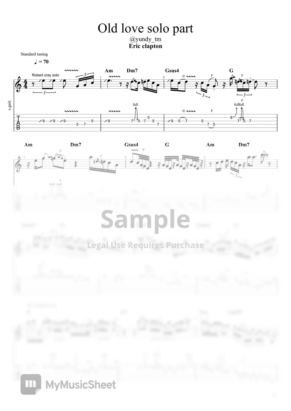 Eric clapton Old love (Rhydm+Solo) Sheets by yundy_tm