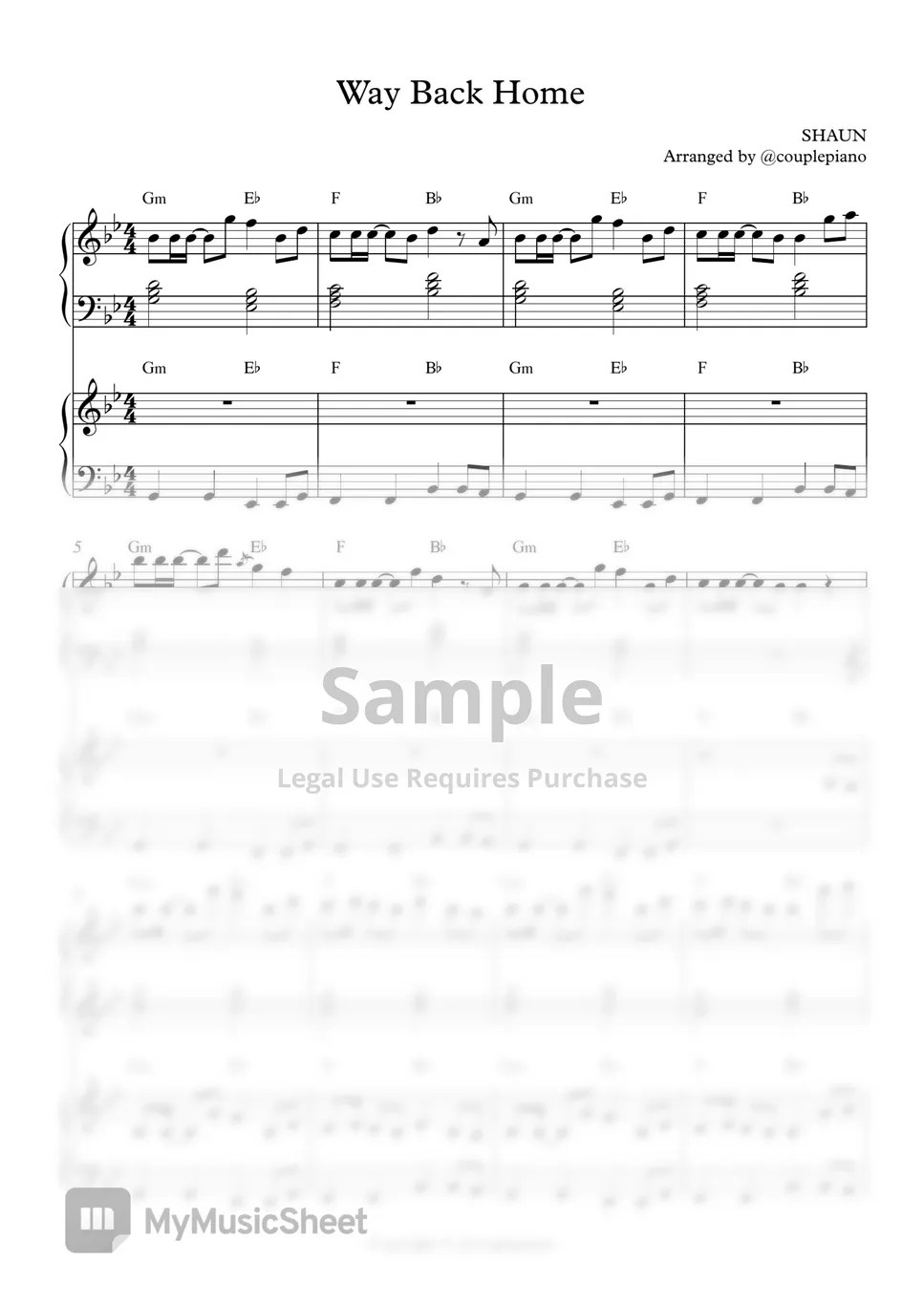 Way Back Home Piano Sheet corona.dothome.co.kr