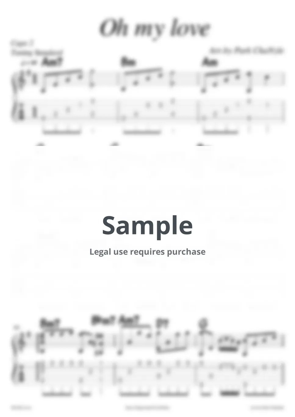 John Lennon Oh My Love (fingerstyle) Tab + 단선 악보 by Park ChaNyle