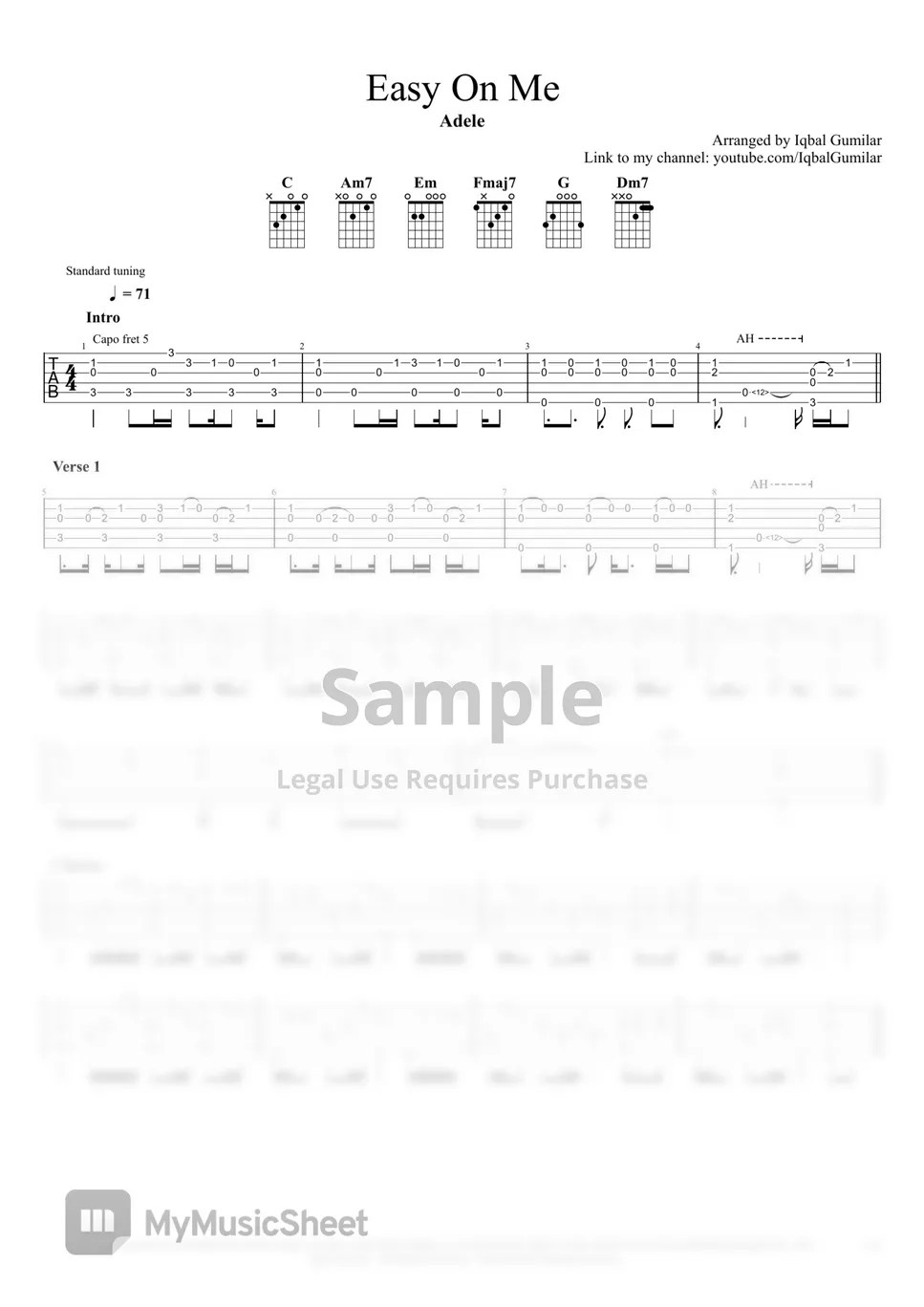 Adele Easy On Me Sheets by Iqbal Gumilar