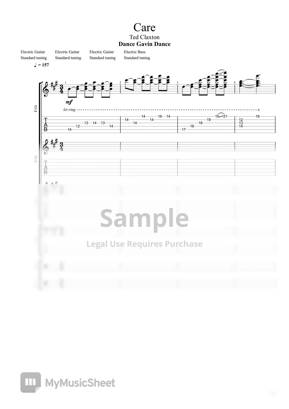 Dance Gavin Dance Care Sheets by Ted Claxton