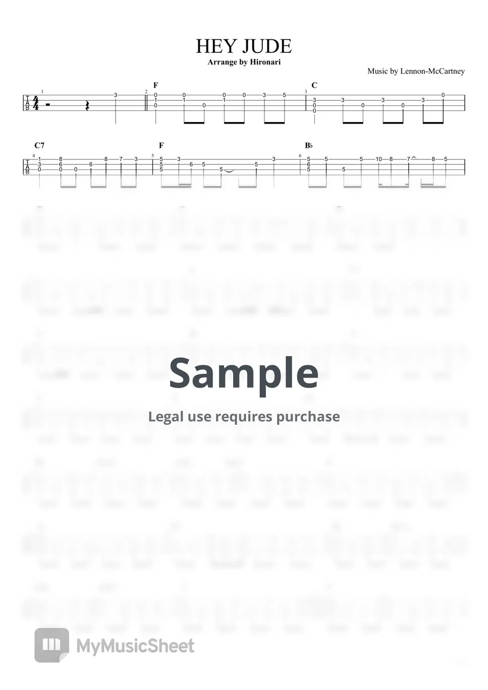 ビートルズ Hey Jude (Solo Ukulele / HighG) Sheets by 浩成