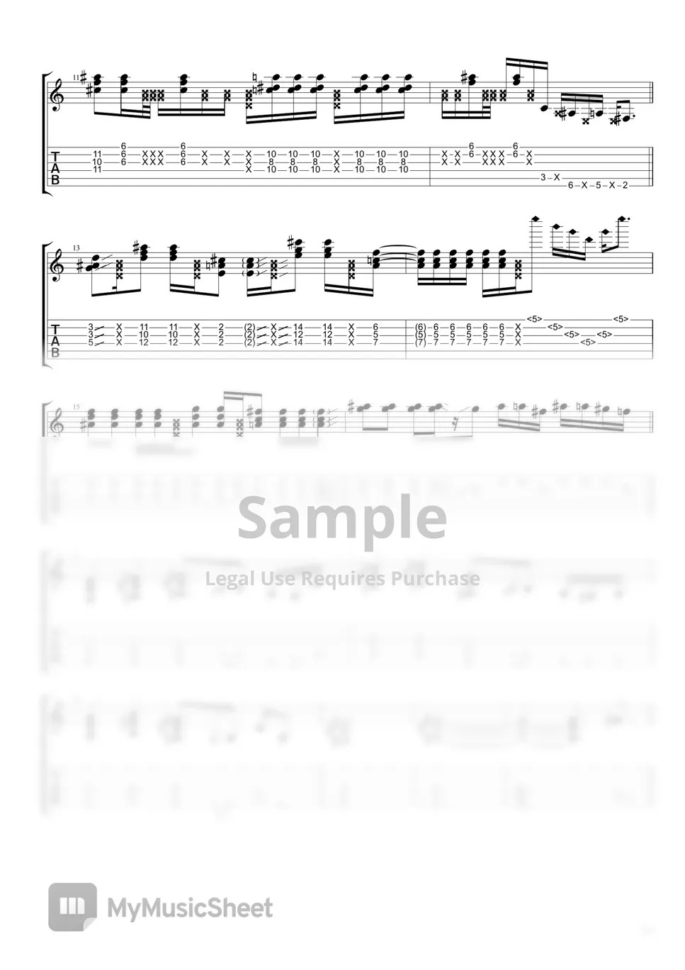 Kenshi Yonezu(米津玄師) KICK BACK (Chainsaw Man OP) Tab + 1staff by 모르크스