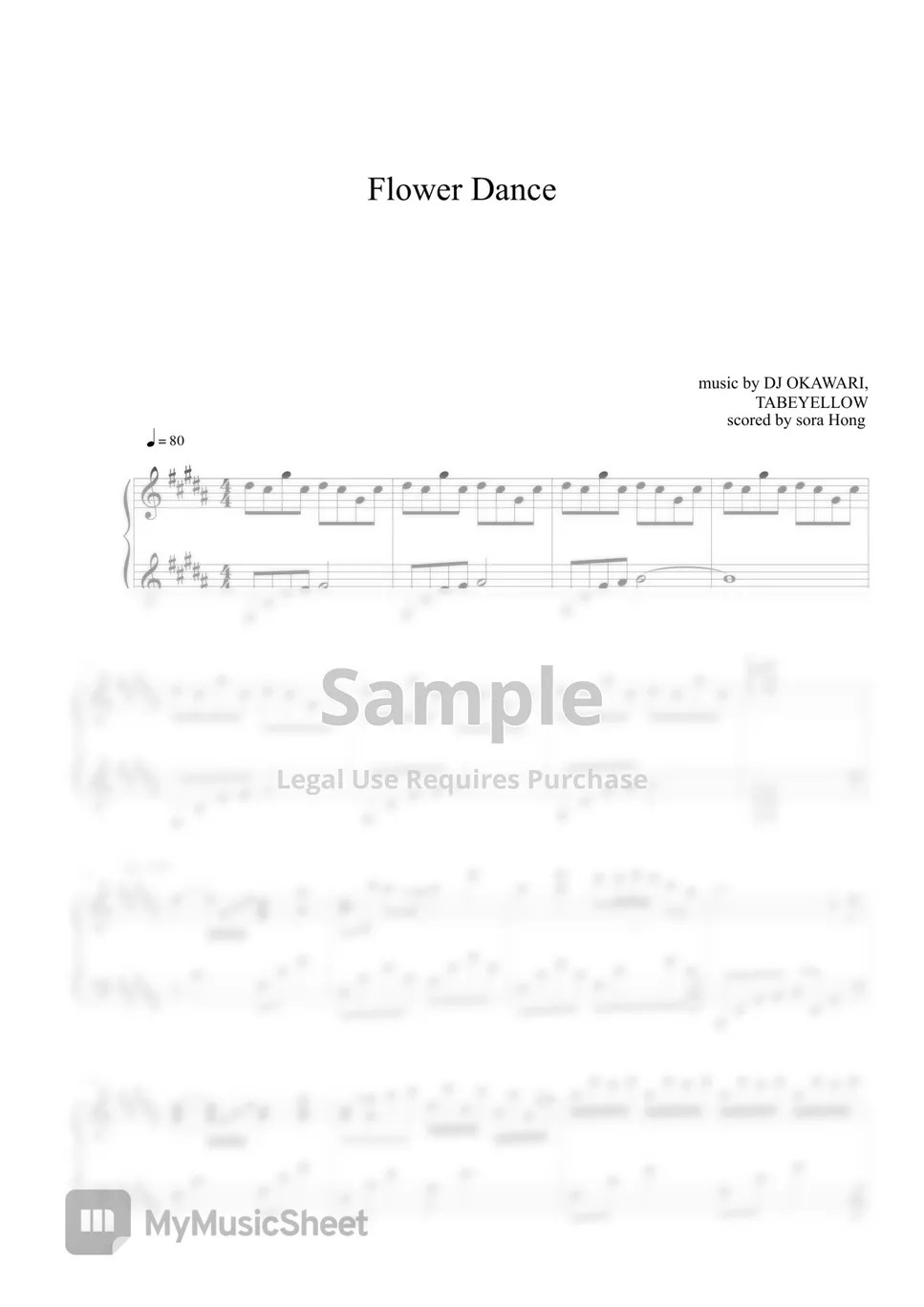 DJ Okawari Flower Dance (원곡B,C 악보) 악보 by sora Hong