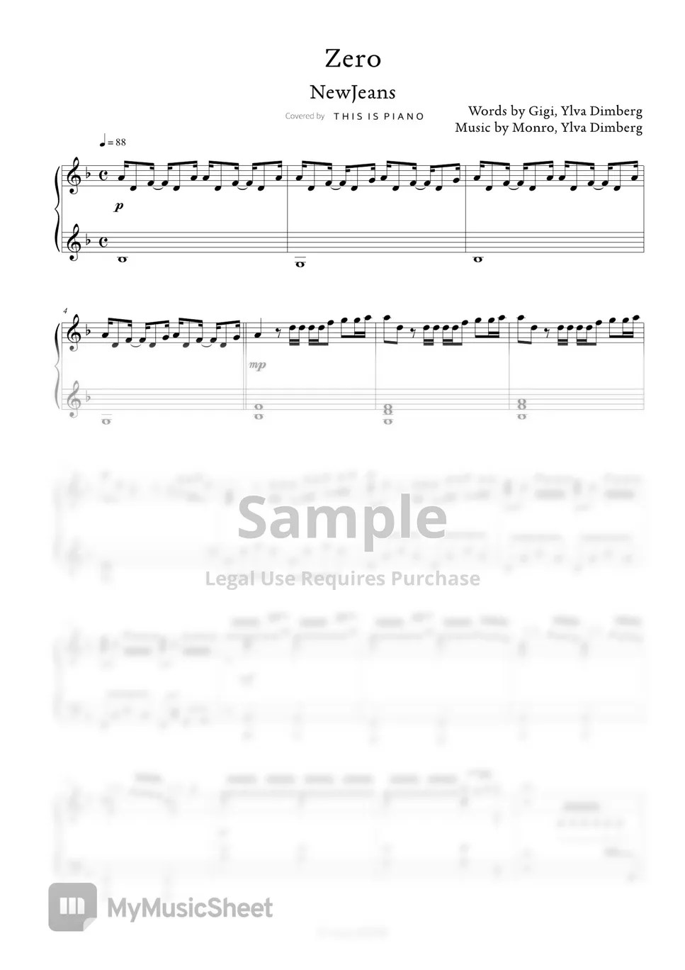 New Jeans Zero Sheets by THIS IS PIANO