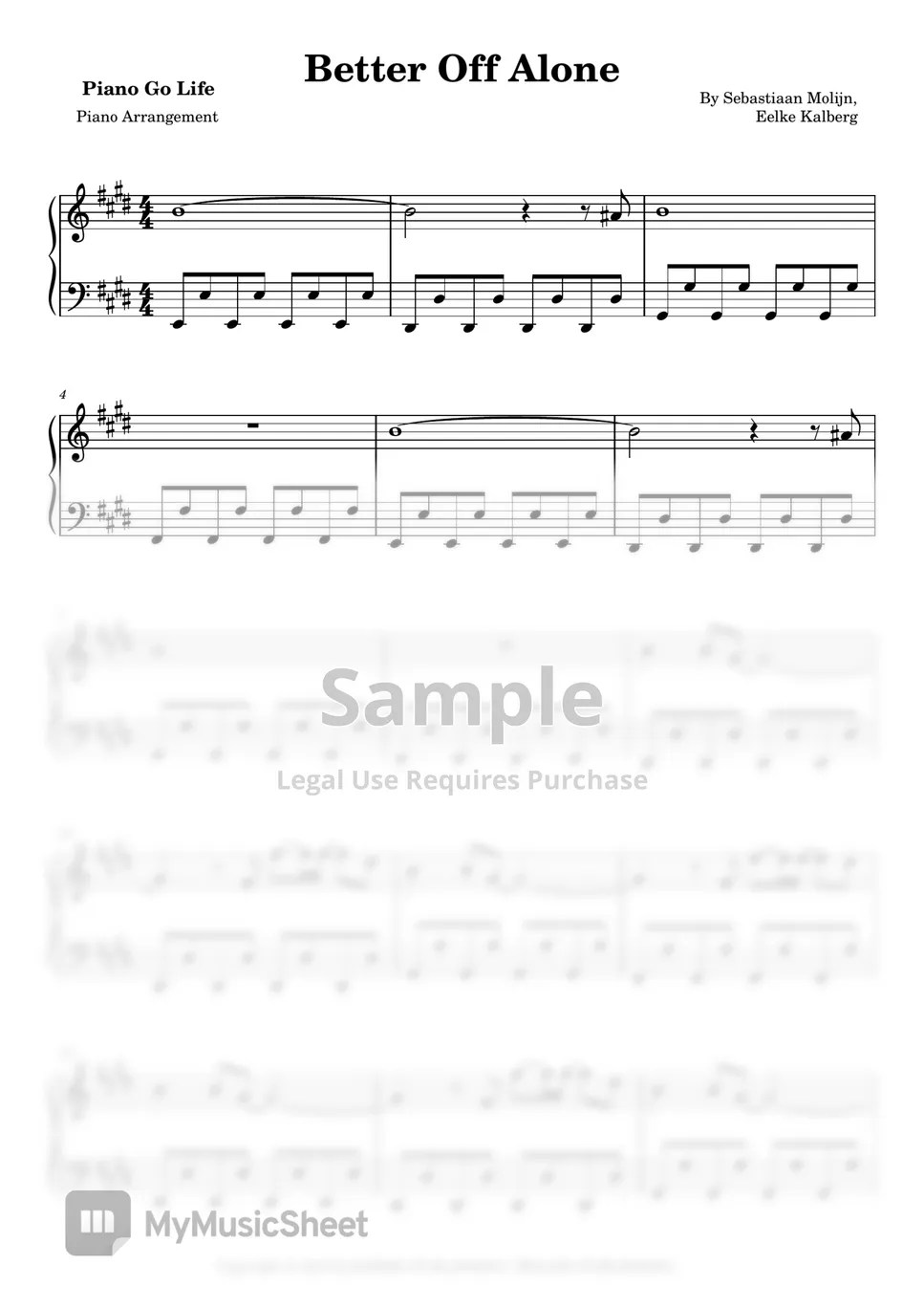 Alice Deejay Better Off Alone 樂譜 by Piano Go Life