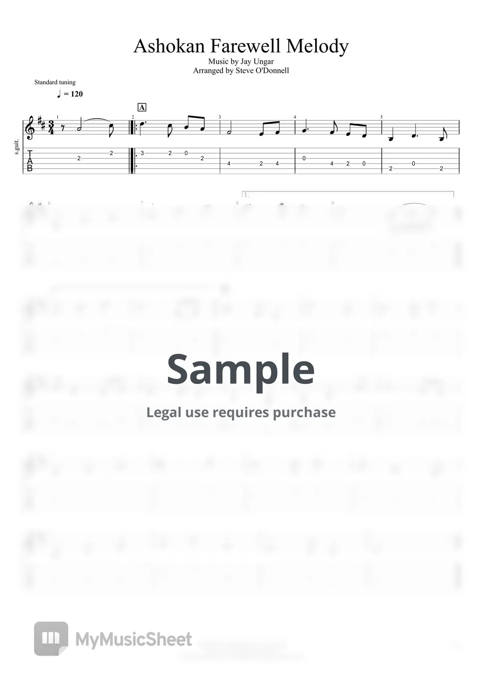 Jay Ungar Ashokan Farewell Sheets by Steve O'Donnell