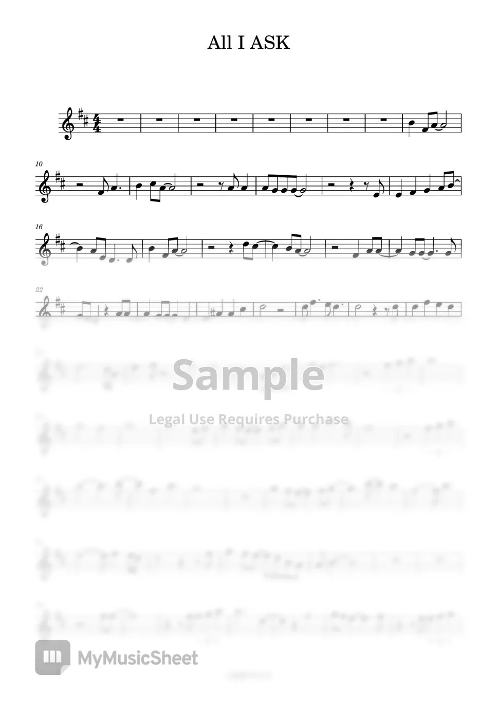 아델 All I Ask (반주 MR/피아노악보) Sheet by 심플플루트뮤직