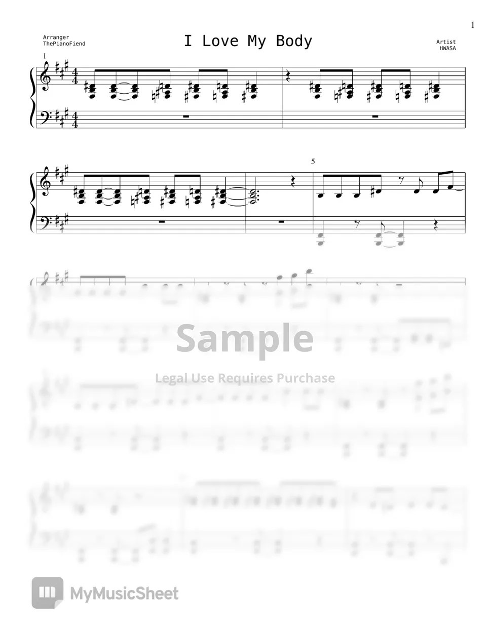 HWASA I Love My Body ((Piano Cover)) 曲谱 by ThePianoFiend