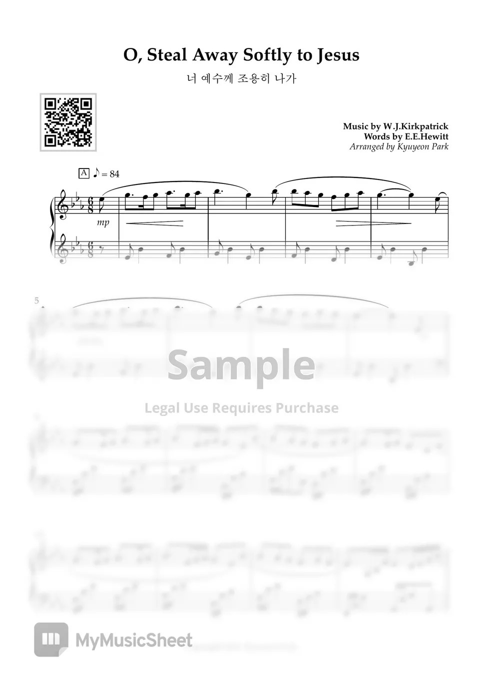 W.J.Kirkpatrick 너 예수께 조용히 나가 Sheets by Kyuyeon Park