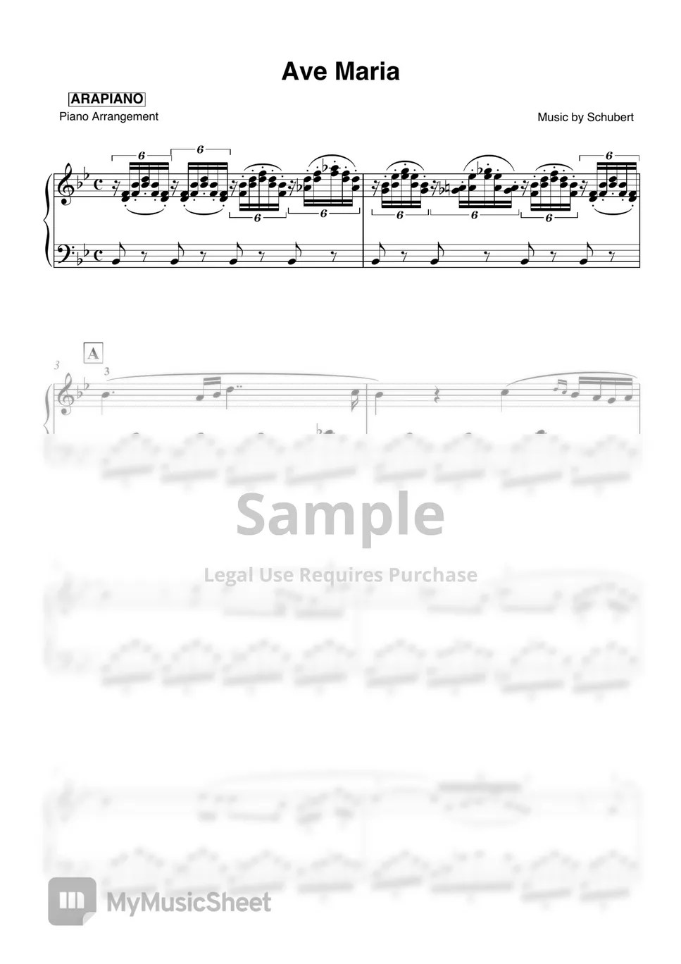 Schubert Ave Maria 악보 by ARAPIANO