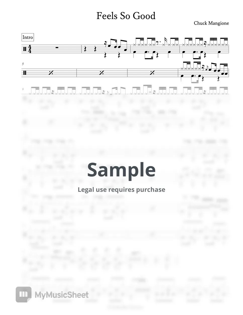 Chuck Mangione Feels So Good Sheets by Arkadia Drums