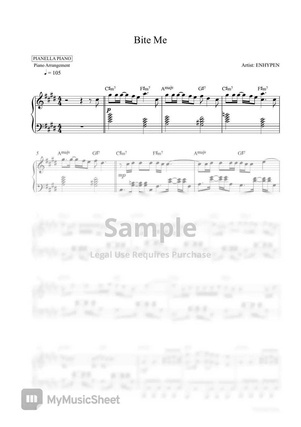 ENHYPEN Bite Me (Piano Sheet) Sheets by Pianella Piano