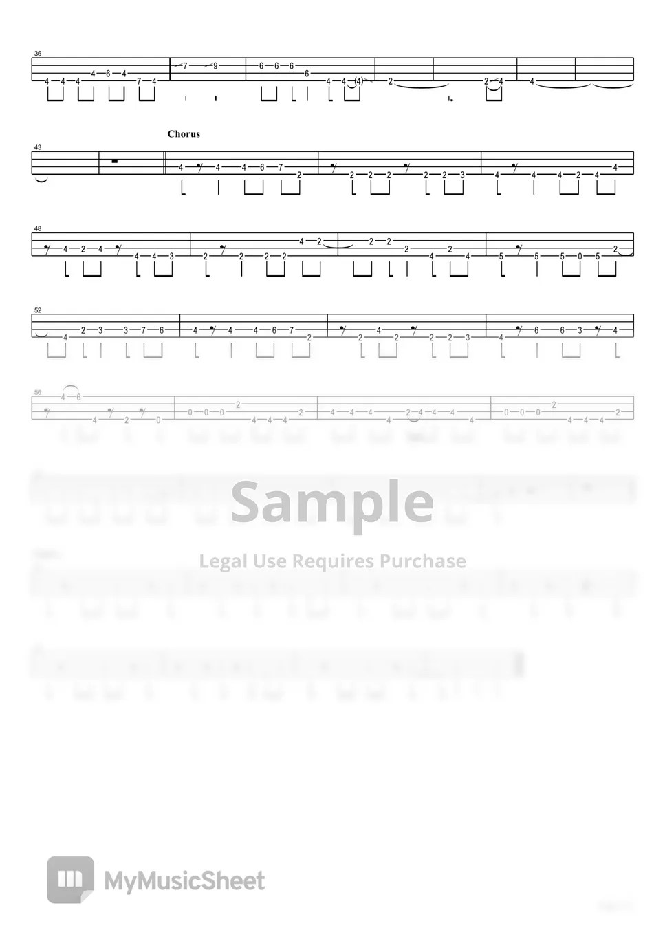 Yonezu Kenshi KICK BACK (Bass TAB Short Ver.) Partitura by Muya Rizal