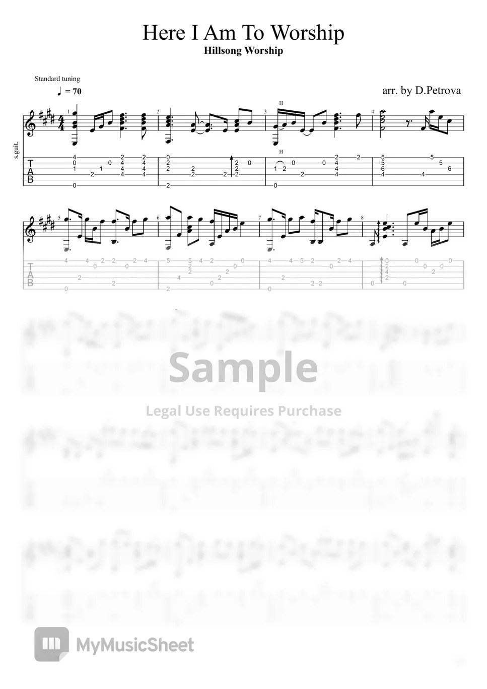 Hillsong Worship Here I Am To Worship (Fingerstyle Guitar Arrangement