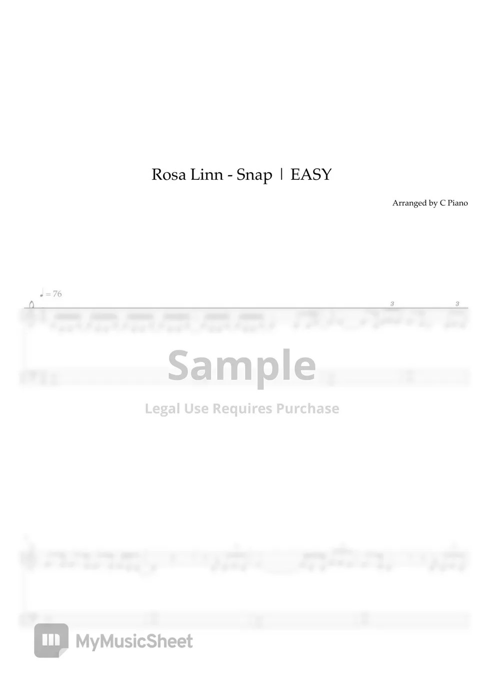 Rosa Linn Snap (Easy Version) Sheets by C Piano