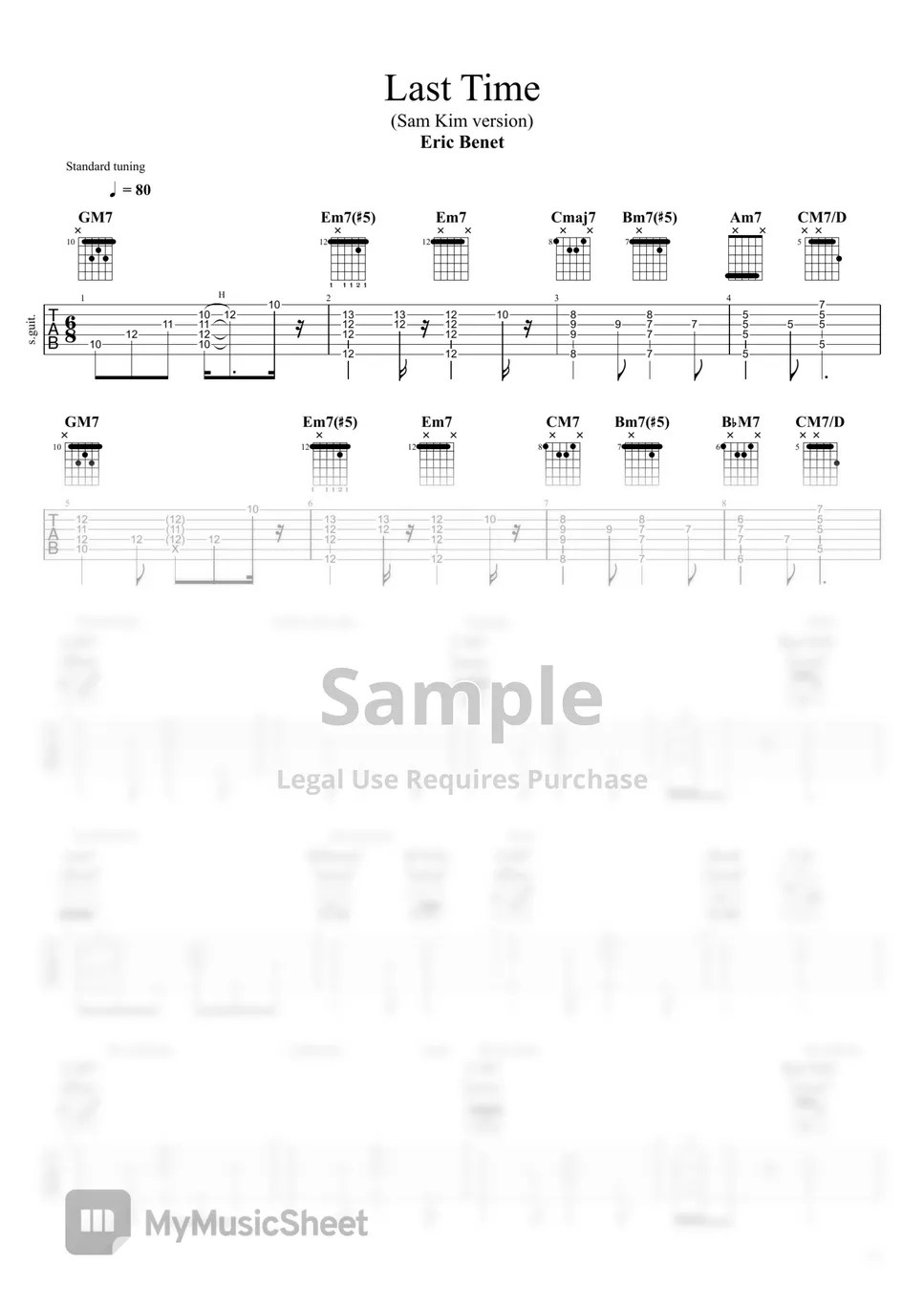 Eric Last time Sheets by 기타치는아빠GuitarPD