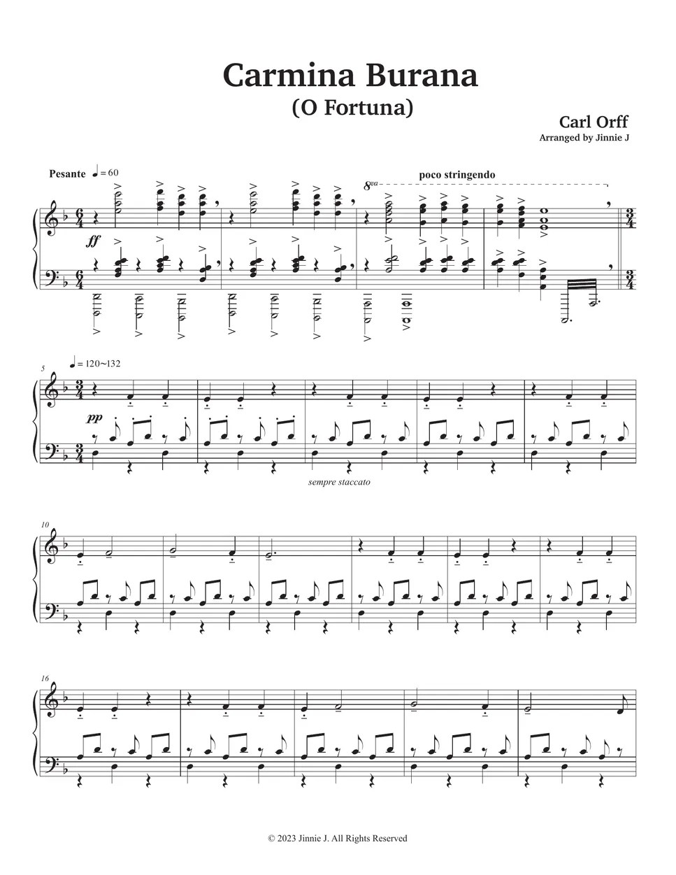 Carl Orff O Fortuna (Carmina Burana) Partition musicale by Jinnie J