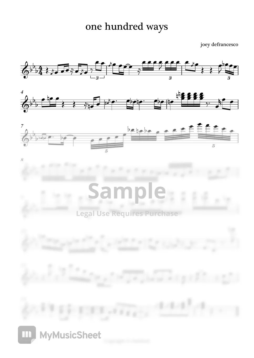 Joey DeFrancesco ONE HUNDRED WAYS Sheets by rlathdud