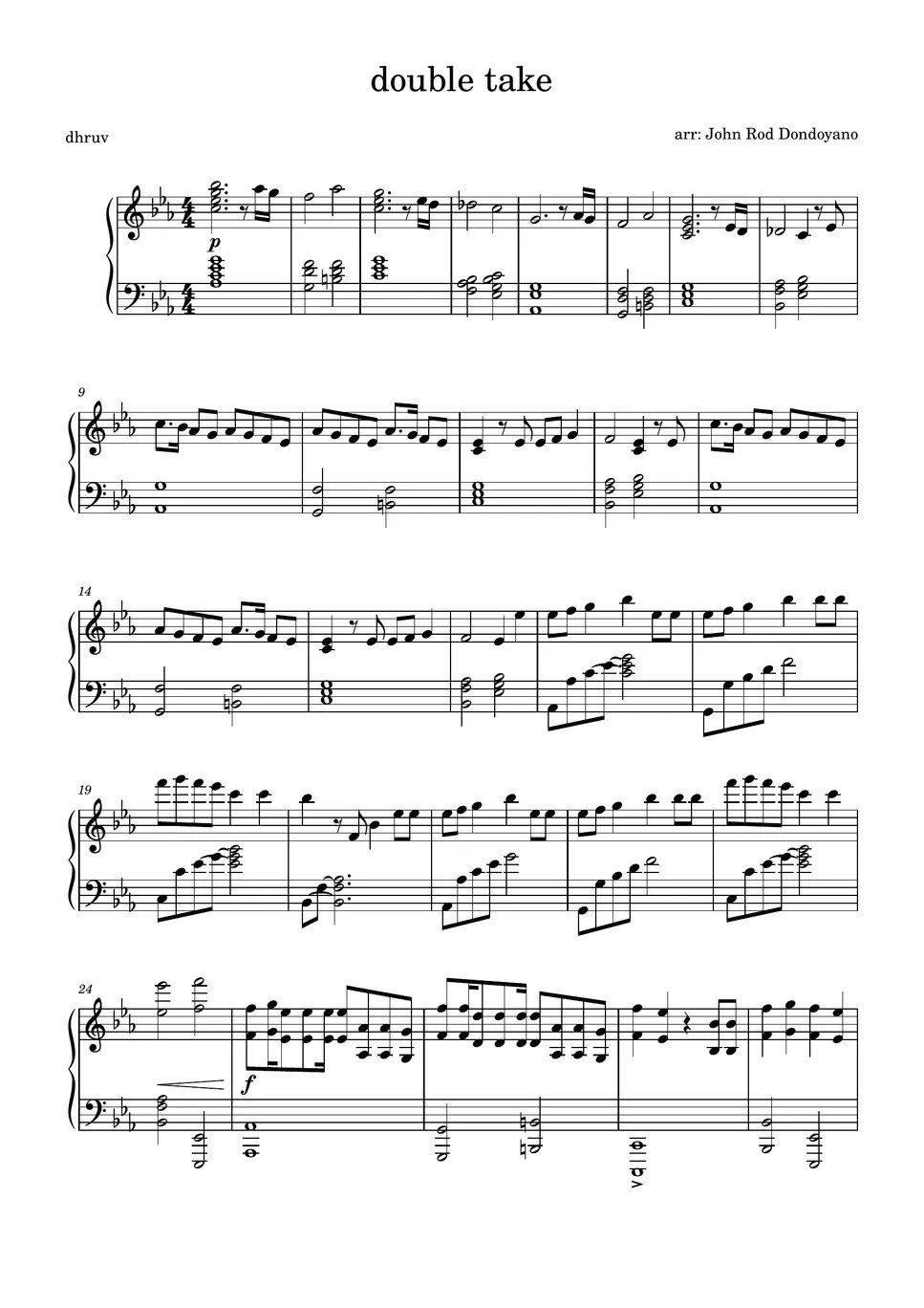 dhruv double take (PIANO SHEET) نوتة by John Rod Dondoyano