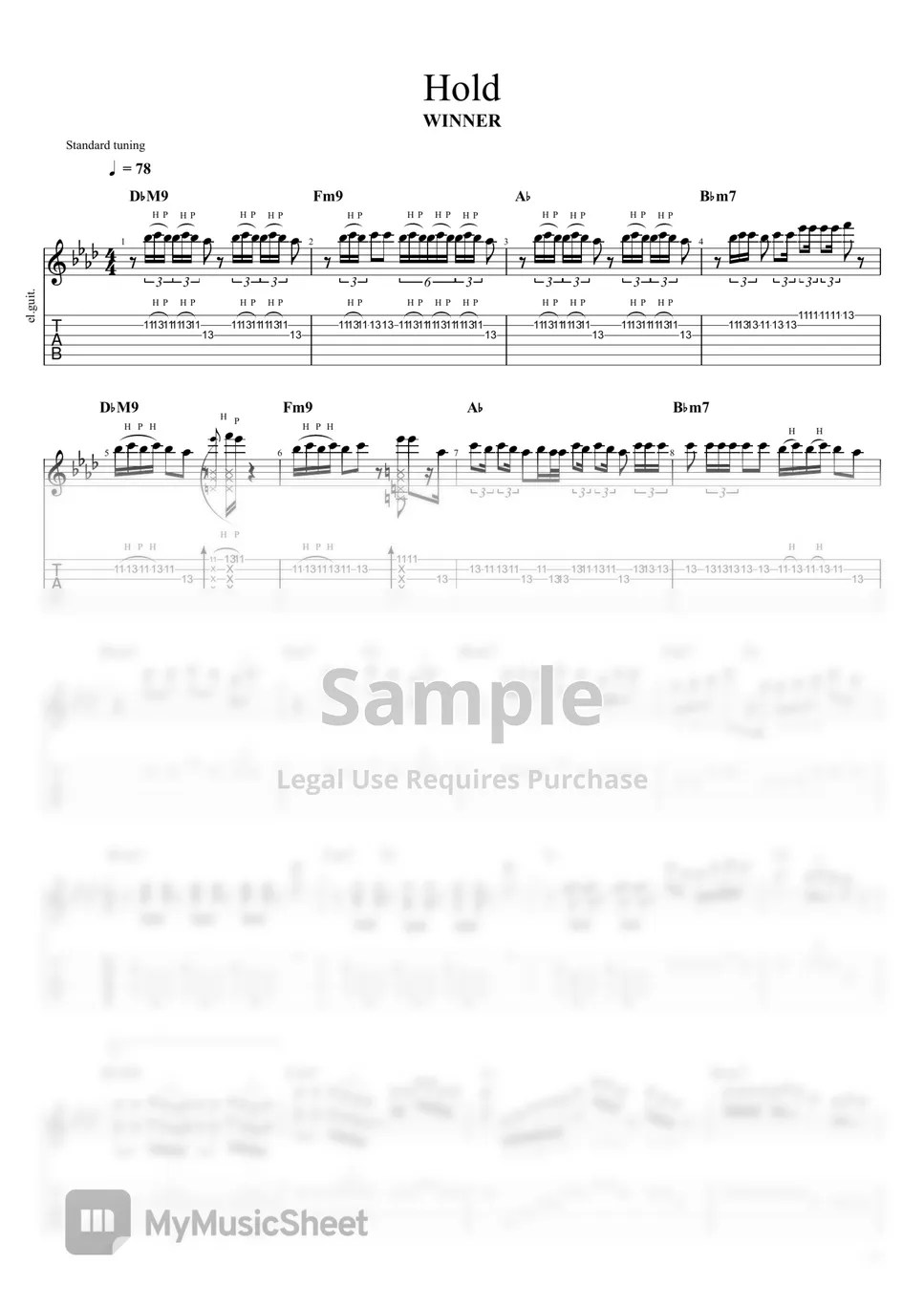 Winner Hold Electric Guitar Cover 악보 by Hyeon