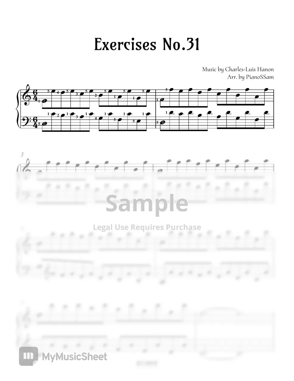 Hanon [Piano Basics] Finger Practice Hanon No. 31 (Easy) 악보 by