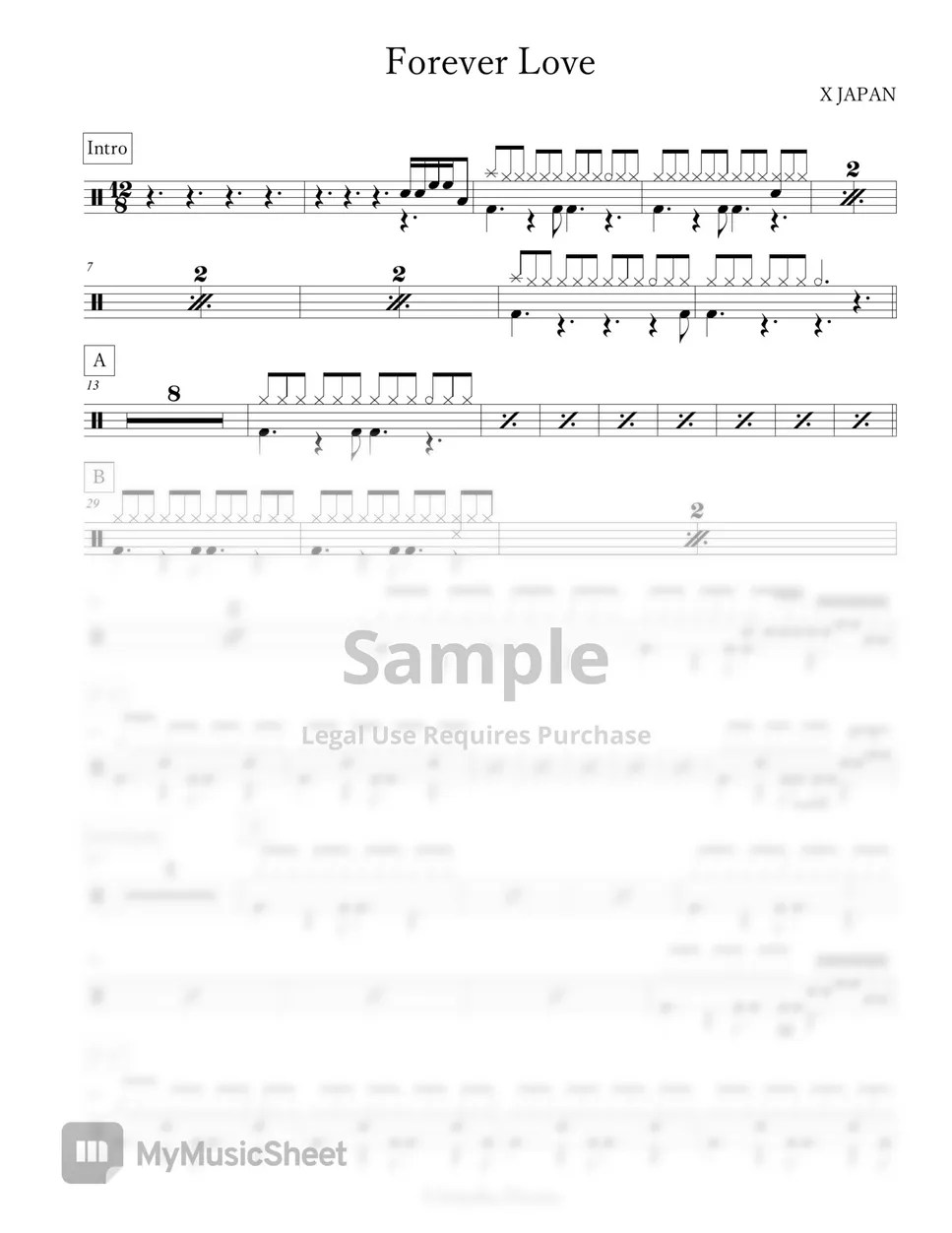X JAPAN Forever Love Sheets by Arkadia Drums