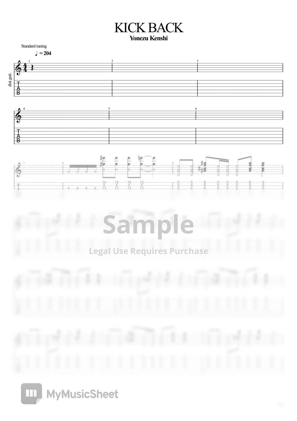 Kenshi Yonezu KICK BACK (Kick Back Electric Guitar/Chainsawman OST