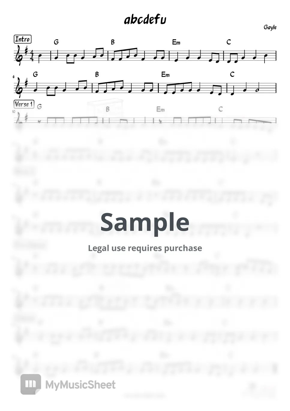 Gayle abcdefu Sheets by Jazz Classical Music Studio