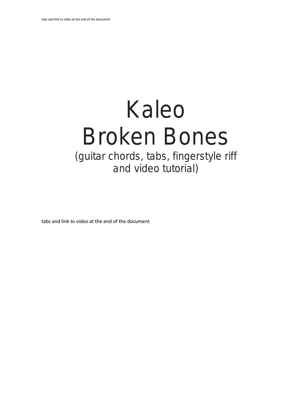 Kaleo Broken Bones Fingerstyle Riff, Tabs, Chords, Video, 53 OFF