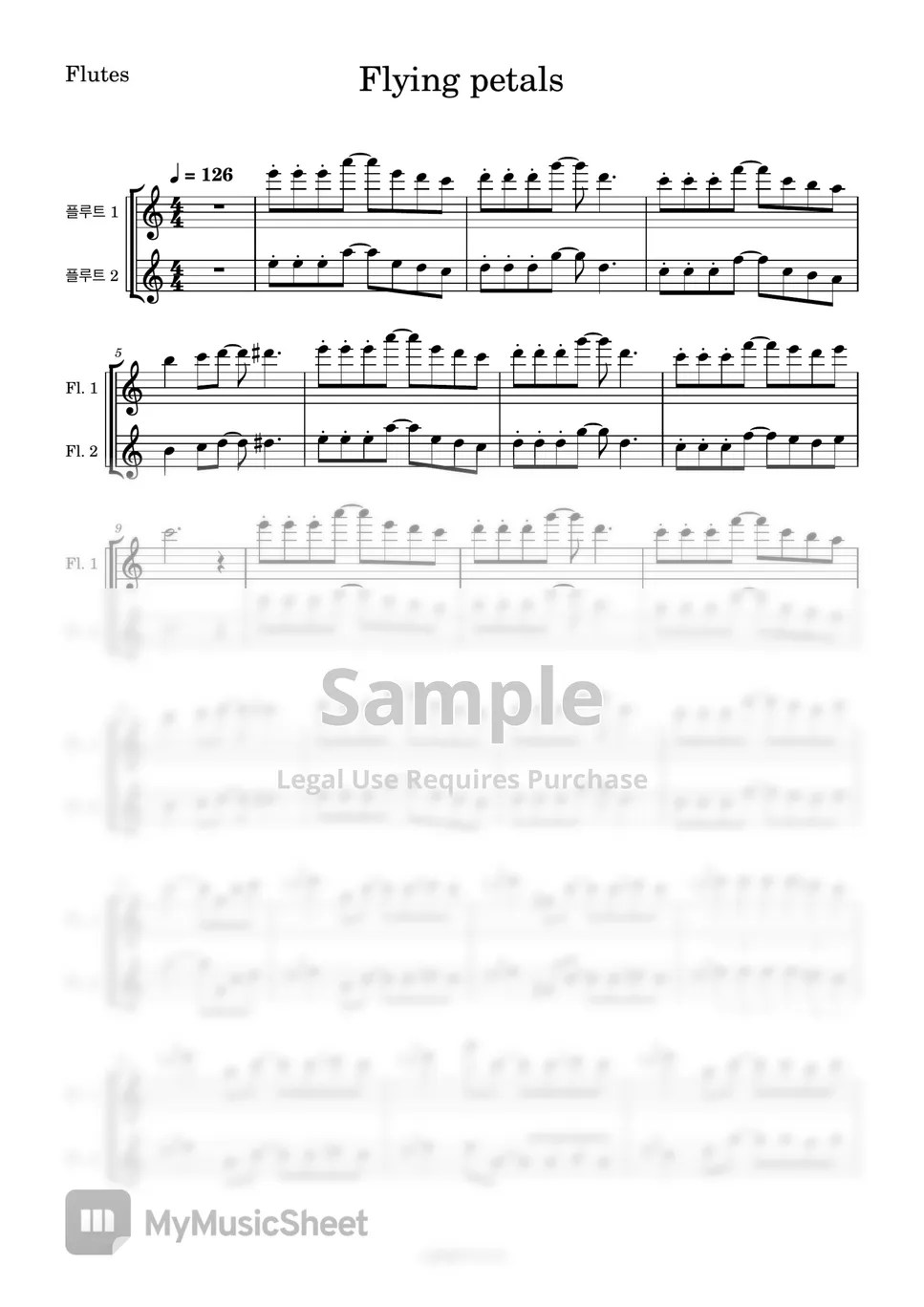 이지수 Flying petals (Two Flutes/반주 MR/피아노 악보) Sheets by 심플플루트뮤직