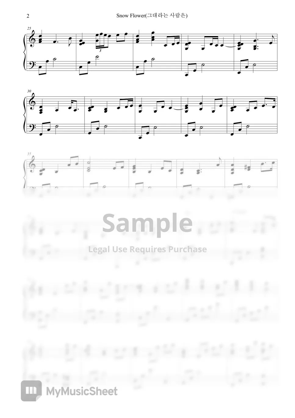 눈꽃(Snow Flower) OST Snow Flower(그대라는 사람은) Sheets by sora Hong