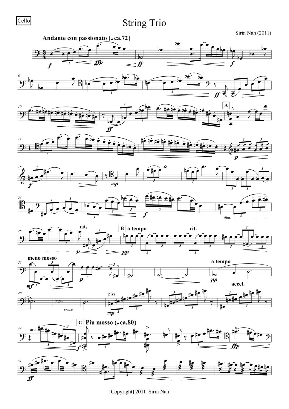 나실인 String Trio (for Violin, Viola and Cello) Sheets by 나실인