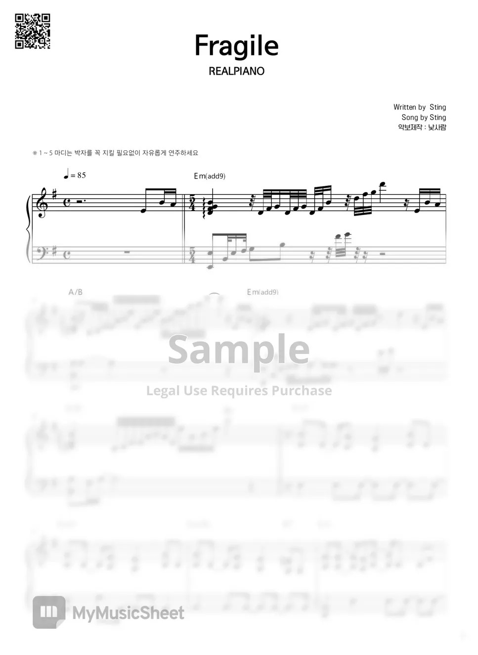 Sting Fragile Sheets by Realpiano