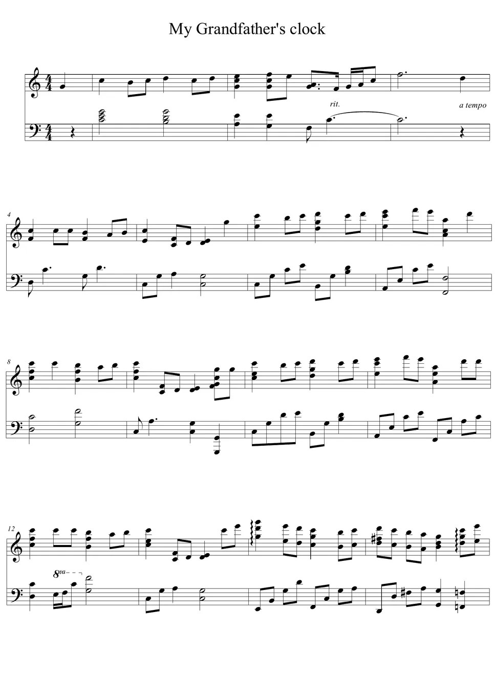 Hotel Del Luna P.O Piano My grandfather's clock Sheet